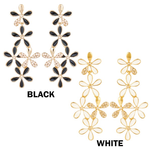 American Diamond Floral Dangler Earrings For Women 1584