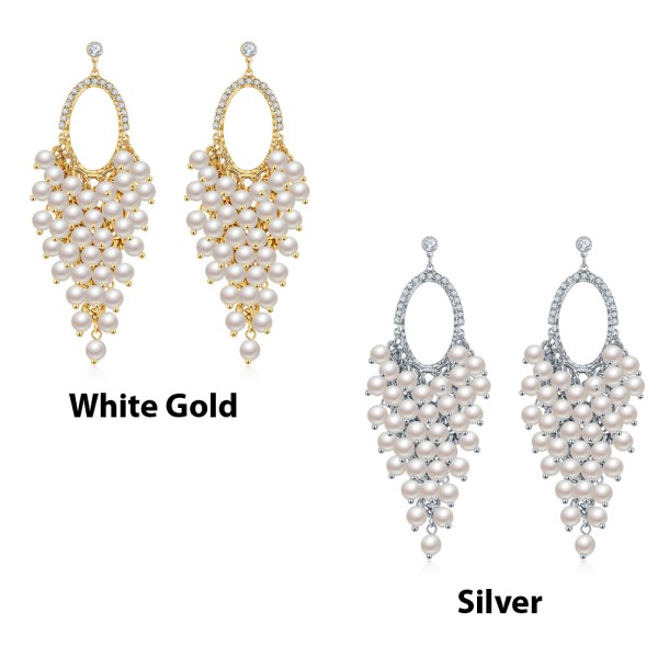 White Pearl Drop Earrings 2397