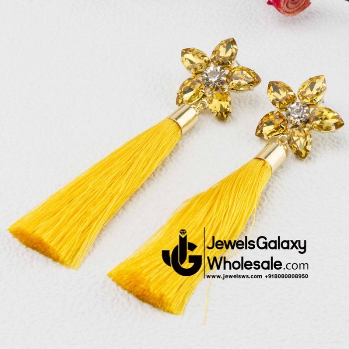 Gold Plated Yellow Star Tassel Earrings