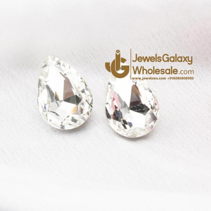 Silver-Plated Teardrop Shaped Studs