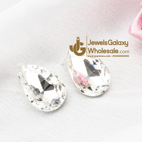 Silver-Plated Teardrop Shaped Studs