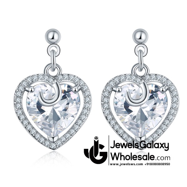 Platinum Plated American Diamond Hearts Jewellery Set 4075