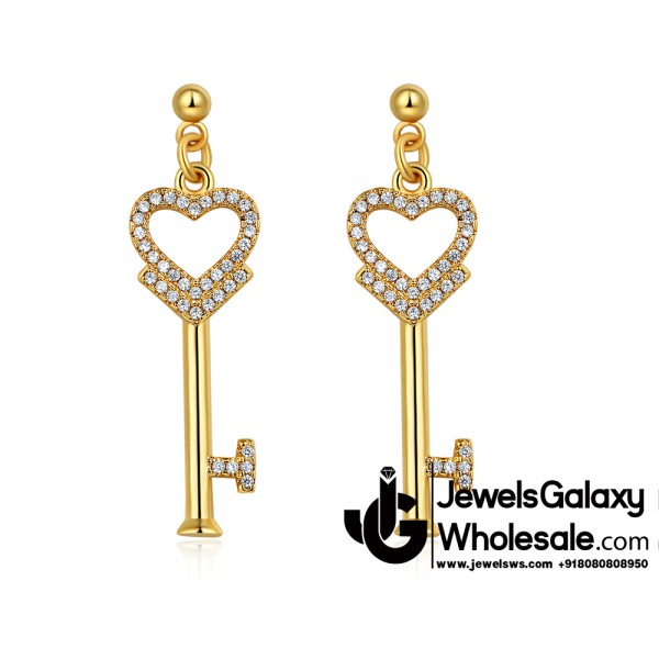 Gold Plated Hearts Golden Key Shaped Jewellery Set 4076