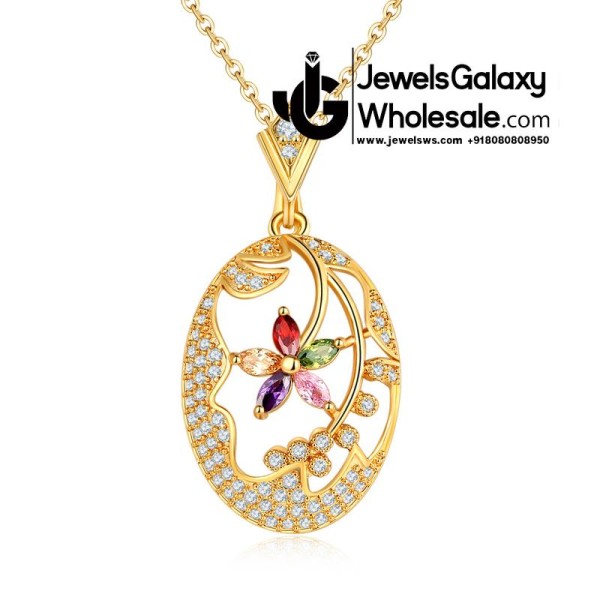 Gold Plated Cubic Zirconia Star Shaped Pendant Set