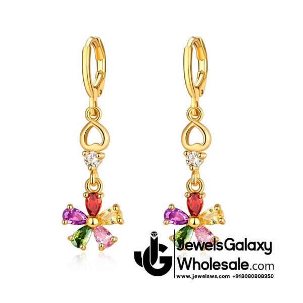 Gold Plated Cubic Zirconia Floral Shaped Pendant Set