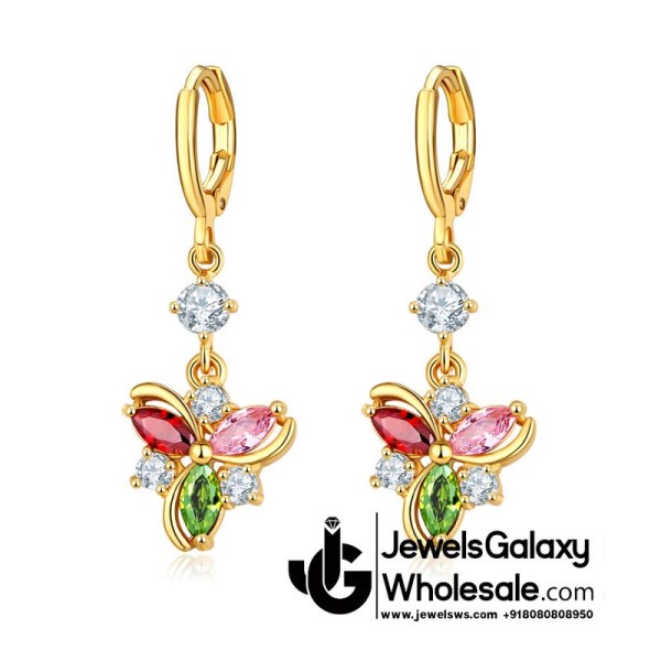 Gold Plated Cubic Zirconia Floral Shaped Pendant Set