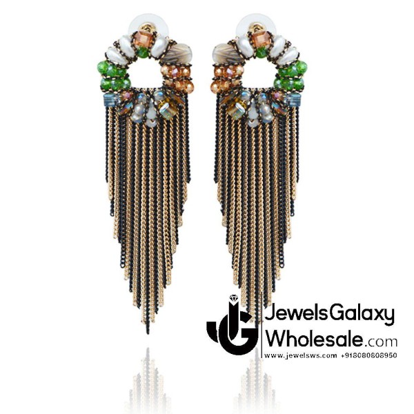 Onyx Multicolour Designer Chain Drop Earrings 2255