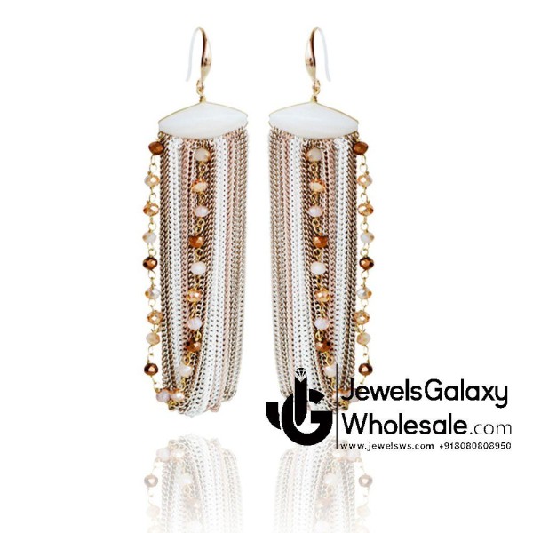 Onyx Multicolour Designer Chain Drop Earrings 2256