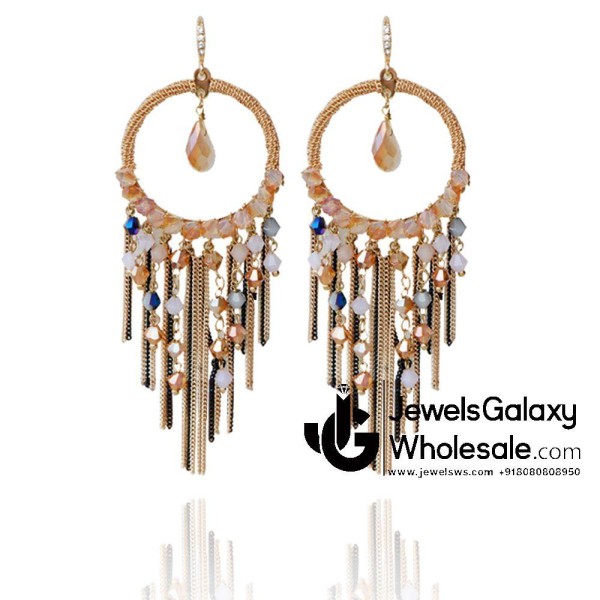 Onyx Multicolour Designer Chain Drop Earrings 2257