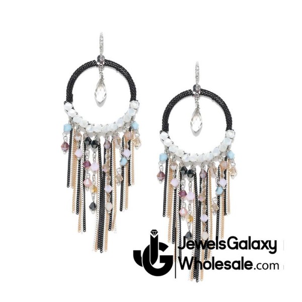 Onyx Multicolour Designer Chain Drop Earrings