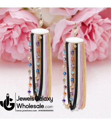 Onyx Multicolour Designer Chain Drop Earrings