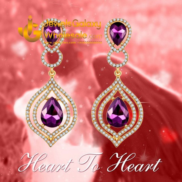 Crystal Elements Gold Plated Drop Earrings 2349