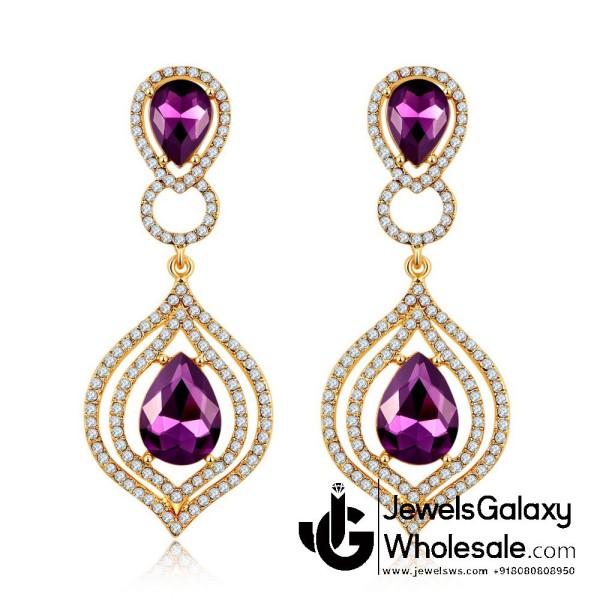 Crystal Elements Gold Plated Drop Earrings 2349