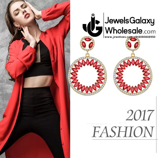 Gold Plated Circle of Life Crystal Earrings 2392