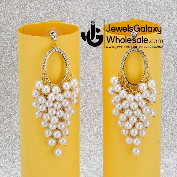 White Pearl Drop Earrings 2397