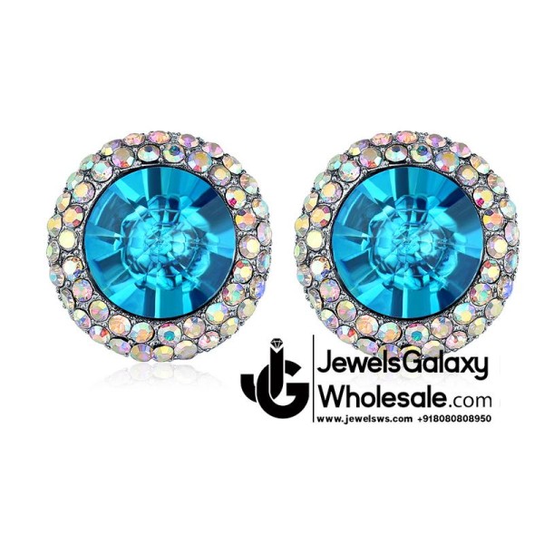 Platinum Plated Multicolour Crystal Clip-on Earrings