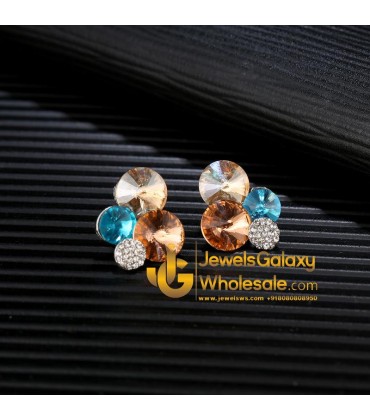 Platinum Plated Multicolour Crystal Clip-on Earrings