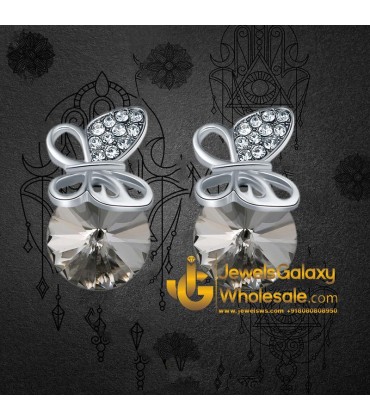 Platinum Plated Black Crystal Clip-On Earrings