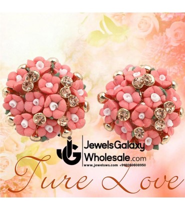 Gold Plated Floral LCT stone Earrings