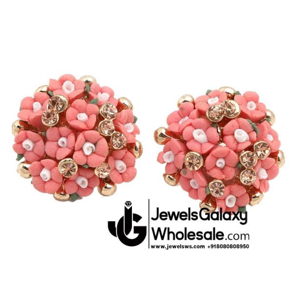 Gold Plated Floral LCT stone Earrings