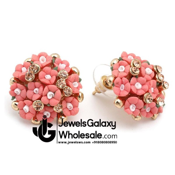 Gold Plated Floral LCT stone Earrings