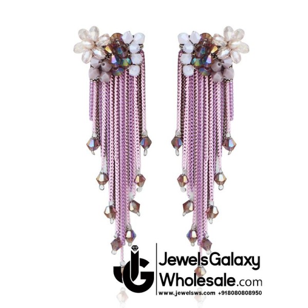 Gold Plated Multicolour Contemporary Tassel Earrings