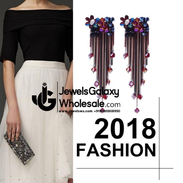 Gold Plated Multicolour Contemporary Tassel Earrings