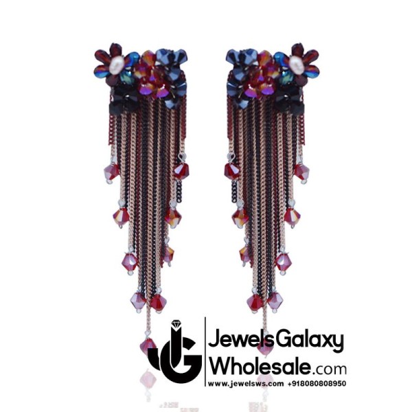 Gold Plated Multicolour Contemporary Tassel Earrings