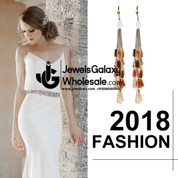 Gold Plated Multicolour Contemporary Tassel Earrings