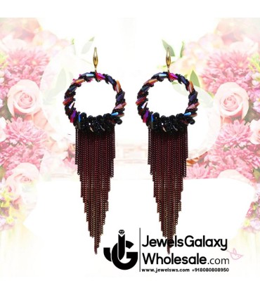 Gold Plated Multicolour Contemporary Tassel Earrings