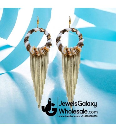 Gold Plated Multicolour Contemporary Tassel Earrings