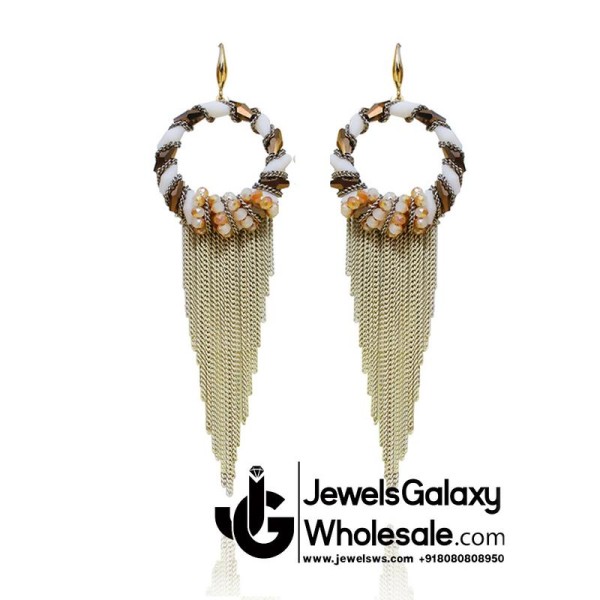 Gold Plated Multicolour Contemporary Tassel Earrings