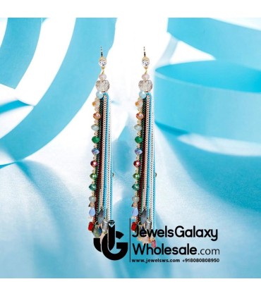 Gold Plated Multicolour Contemporary Tassel Earrings