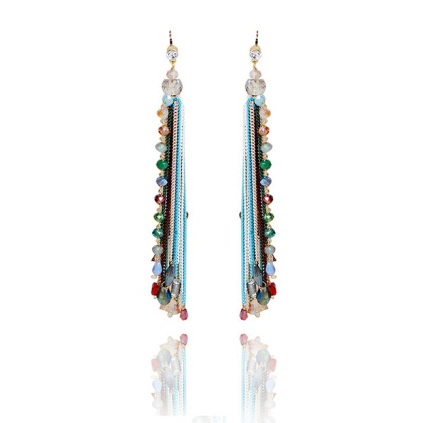 Gold Plated Multicolour Contemporary Tassel Earrings