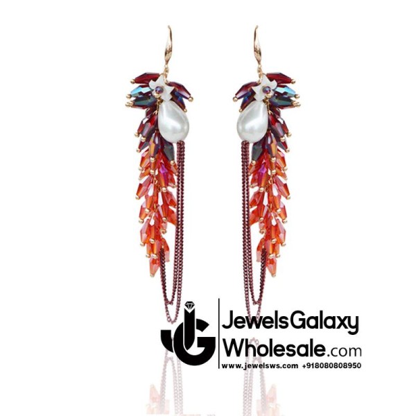 Gold Plated Multicolour Contemporary Tassel Earrings