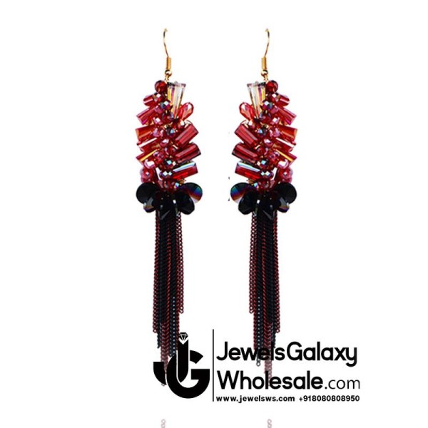 Gold Plated Multicolour Contemporary Tassel Earrings