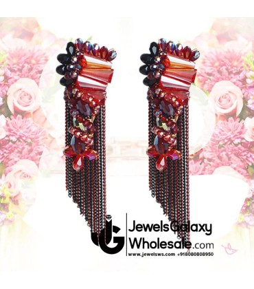 Gold Plated Multicolour Contemporary Tassel Earrings