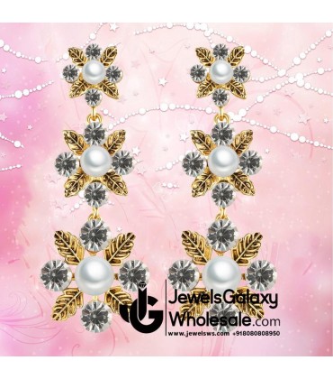 Gold Plated Multicolour Pearl Drop Earrings