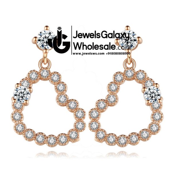 Rose Gold Plated American Diamond Drop Earrings