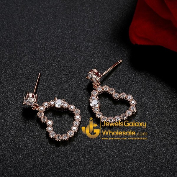 Rose Gold Plated American Diamond Drop Earrings