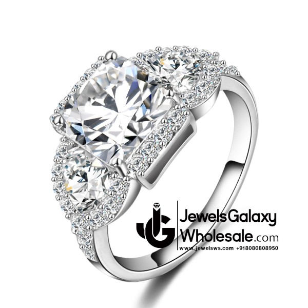 Platinum Plated American Diamond Fashion Ring