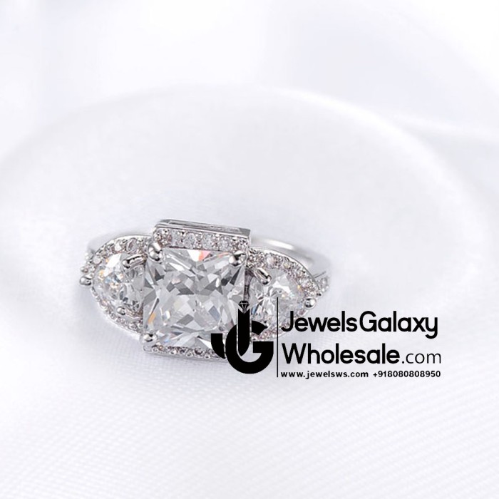 Platinum Plated American Diamond Fashion Ring