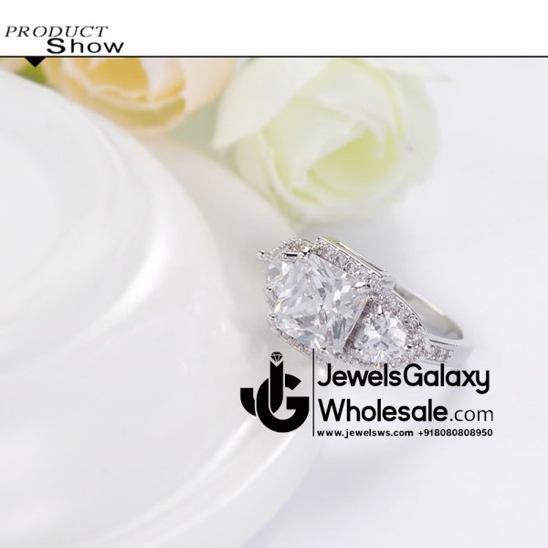 Platinum Plated American Diamond Fashion Ring