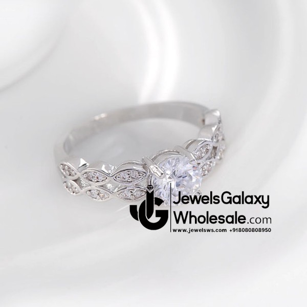 Platinum Plated American Diamond Fashion Ring