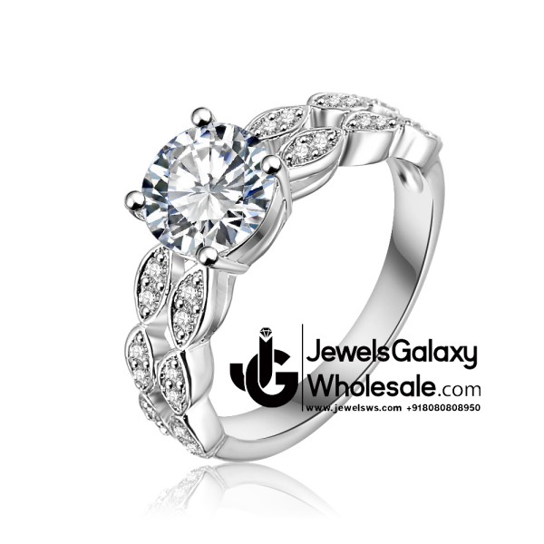 Platinum Plated American Diamond Fashion Ring