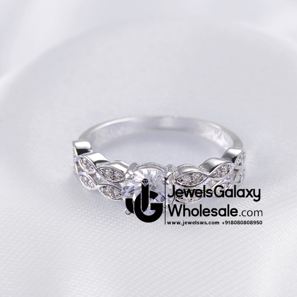 Platinum Plated American Diamond Fashion Ring