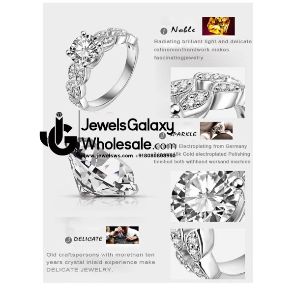 Platinum Plated American Diamond Fashion Ring