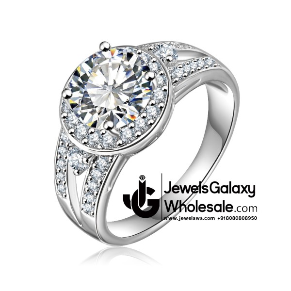 Platinum Plated American Diamond Fashion Ring