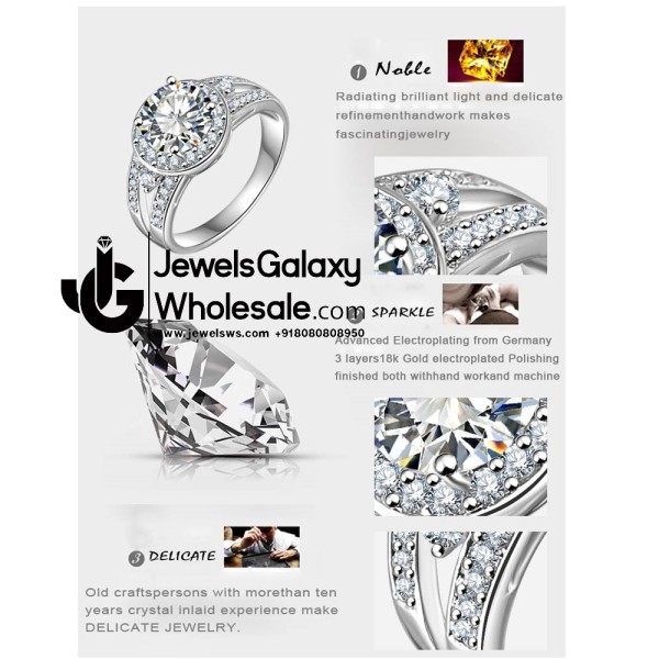 Platinum Plated American Diamond Fashion Ring