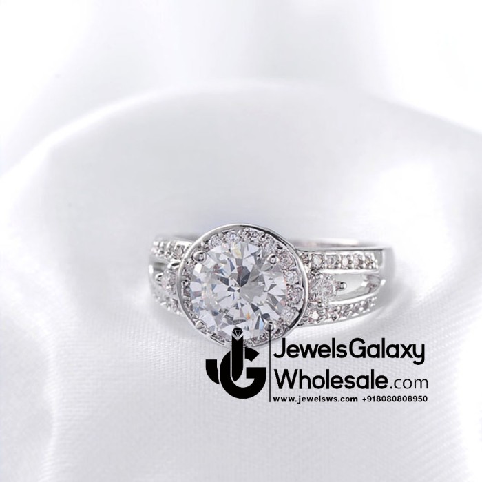 Platinum Plated American Diamond Fashion Ring